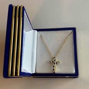 Sapphire gold cross necklace